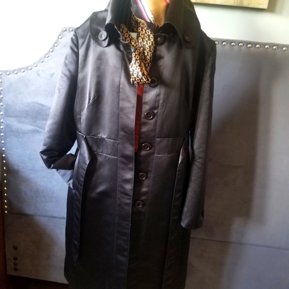 Town Shoes satin knee length  jacket.